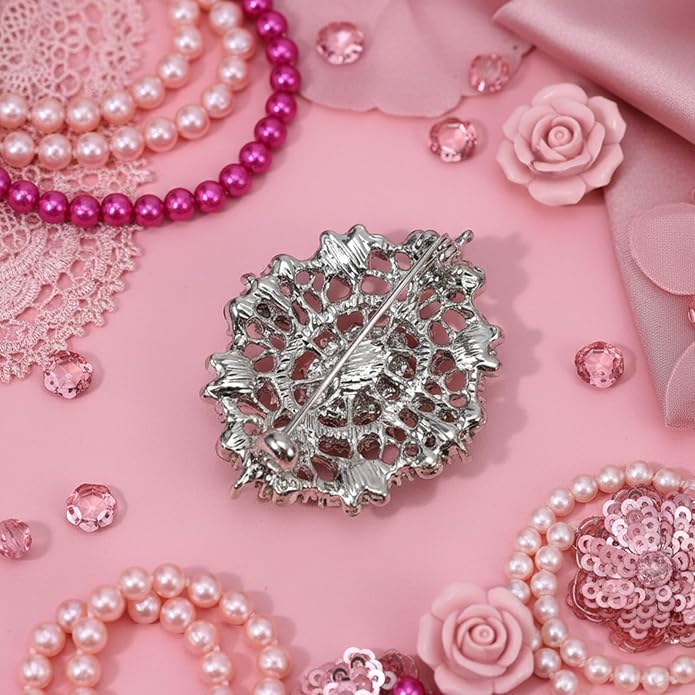 Crystal Rhinestone Brooch For Women Elegant Silver Brooch Pins For Dress, Vintage Clear Crystal Brooch Pin, Rhinestone Jewelry Pins For Bridal Wedding Bouquet