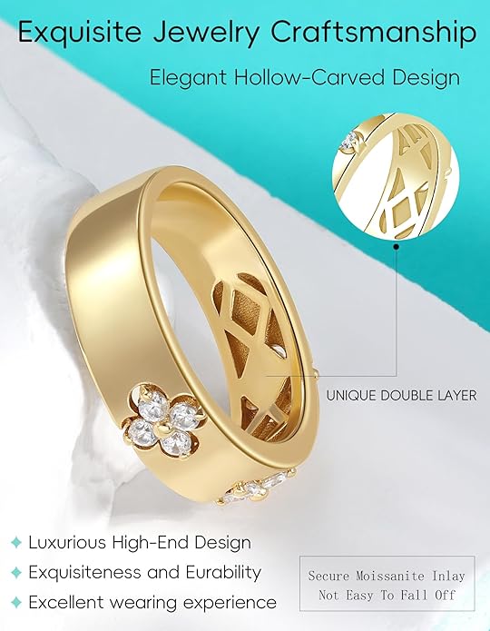 Premium Emerald&Moissanite Clover Rings for Lucky Women|Moissanite D Color VVS1 Clarity 3EX Cut|925 Sterling Silver 14K Gold Plated Non Tarnish