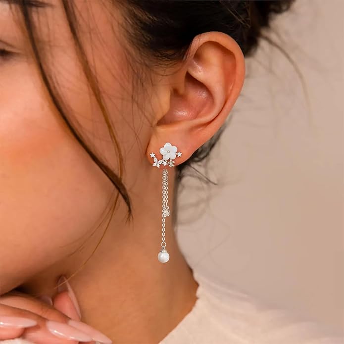 14K Gold Plated Butterfly Dangle Earrings for Women - Dainty, Trendy, Hypoallergenic CZ Drop Earrings - Simple Long Dangling Jewelry