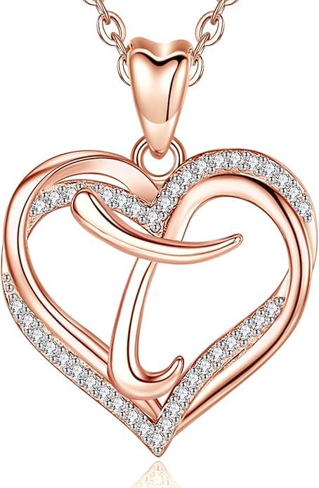 INFUSEU Unique Initial Necklaces for Women Girls Small Heart Letter Jewelry, Meaningful Personalized Gifts