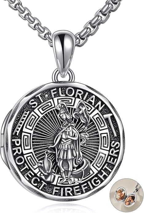 YFN Patron Saint Necklace Sterling Silver Amulet Medal Pendant Religious Protector Jewelry Gifts for Women Men