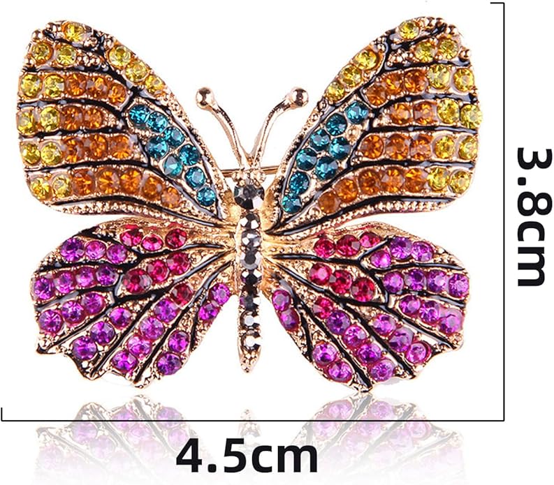 ESIW 6 PCS Multicolor Rhinestone Crystal Butterfly Brooch Pin Lapel Pin for Women