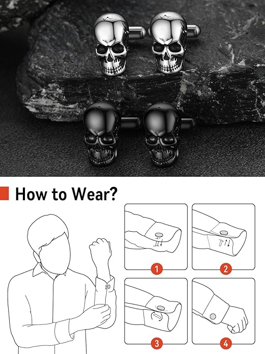 FaithHeart Mens Cufflinks, Norse Viking Tuxedo Shirt Cuff Links, Stainless Steel Cuff Links and Shirt Studs, Gift Box