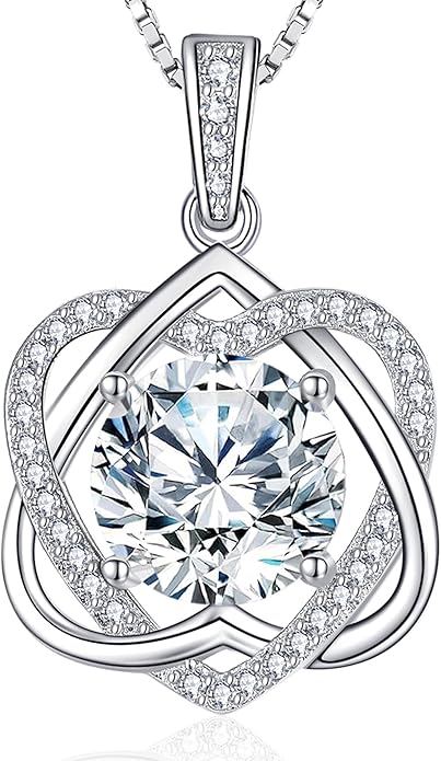 InfinityLove Heart Pendant Necklaces for Women, 2-5 Carat Moissanite Heart Necklace, Anniversary Birthday Christmas Valentine Engagements Mothers Day Jewelry for Wife Her Girlfriend Mom Daughter