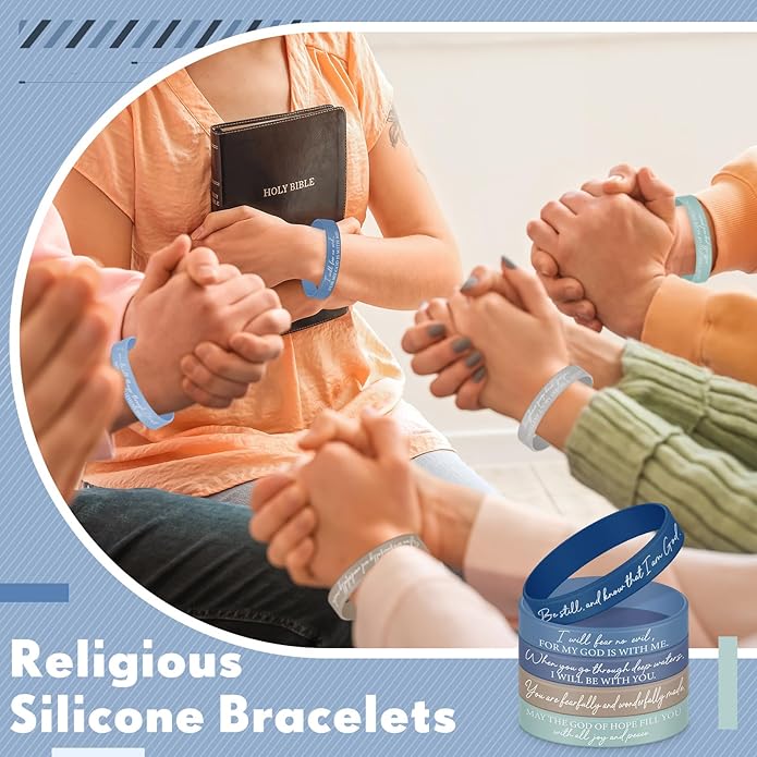 Ecation Bible Verses Bracelets Bulk Scripture Silicone Wristbands Inspirational Motivational Quote Rubber Wristbands Christian Bracelets for Easter Carnival Party Favors