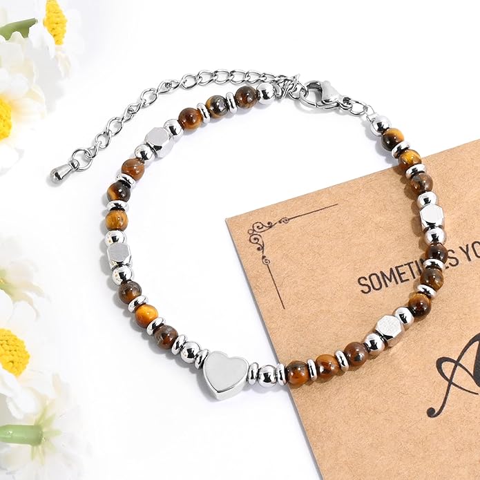 VIBILIA Cross Beaded Bracelets for Women, Inspirational Natural Heart Religious Bracelets for Women, Birthday Christian Gifts for Women on Thanksgiving Christmas Gifts