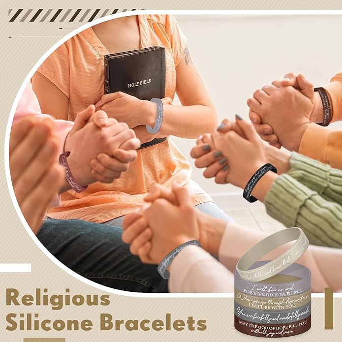 Ecation Bible Verses Bracelets Bulk Scripture Silicone Wristbands Inspirational Motivational Quote Rubber Wristbands Christian Bracelets for Easter Carnival Party Favors