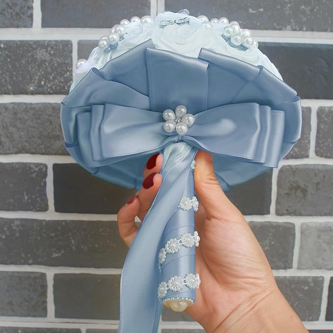 LEEQE Double Face Dusty Blue Satin Ribbon 1-1/2 inch X 25 Yards Polyester Ribbon for Gift Wrapping Very Suitable for Weddings Party Hair Bow Invitation Decorations and More