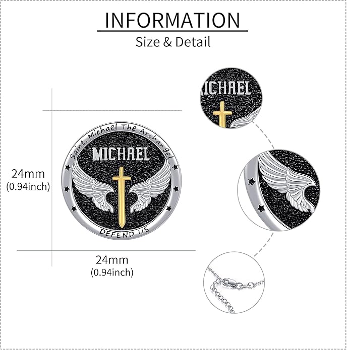 YAFEINI Archangel Michael Necklace For Women Men 925 Sterling Silver Vintage St Michael Pendant Necklace Jewelry With Gifts Box