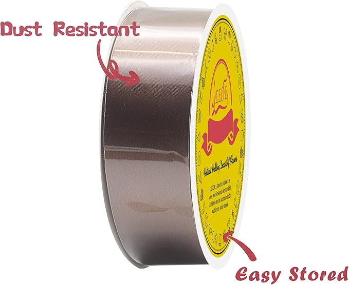 LEEQE Double Face Brown Satin Ribbon 1-1/2 inch X50 Yards Polyester Brown Ribbon for Gift Wrapping Very Suitable for Weddings Party Invitation Decorations and More