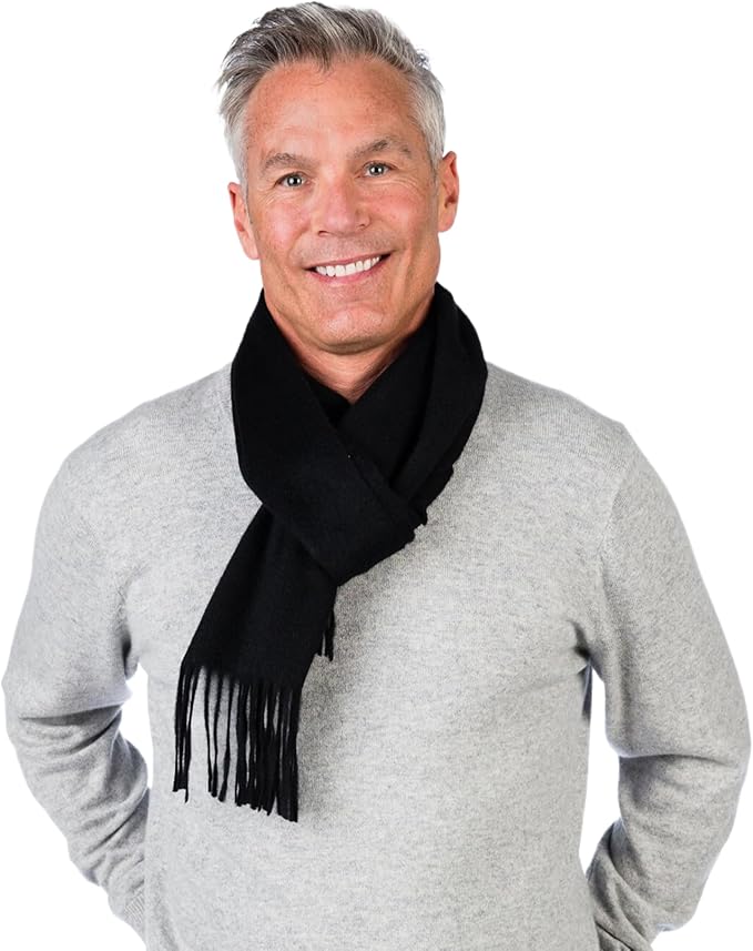 Alashan Cashmere Ultra-Fine Merino Wool and Cashmere Blend Woven Scarf -Luxe fabric-Lightweight- 72" x 12"