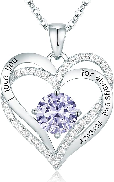 CDE Forever Love Heart Necklaces for Women, Wedding Anniversary, Birthday Mothers Day Gifts for Mom, Mother, Wife, Girlfriend, S925 Silver Jewelry with Birthstone Pendant