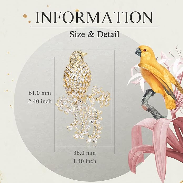 18K Gold Brooch Rhinestone Animal Brooch Pin Elegant Lapel Pin Wedding Jewelry Christmas Gift Dress Accessories for Women