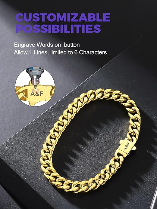Richsteel 5/7/9/12mm Wide Miami Cuban Link Chain Bracelet for Men Women,Stainless Steel/Gold/Black Plated,7.4/8.2/9 Inch Length,Hip Hop Urban Street-wear Jewelry(Gift Wrapped)