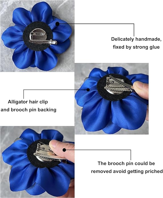 Women's Brooches 4pcs Rose Flower Hair Clip Flamenco Dancer Pin up Mexican Hair Flowers Clips Hairpin Brooch Tea Party Hats Headpieces