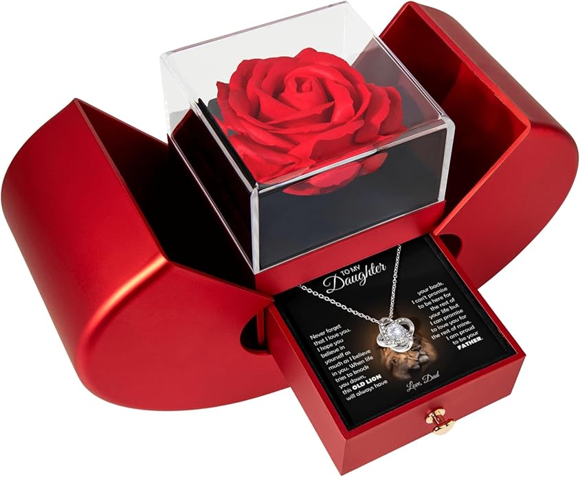 To My Beautiful Daughter Necklace from Mom & Dad | Cubic Zirconia Pendant with Heartfelt Message Card & Gift Box | Daughter Birthday, Graduation, Christmas Jewelry Gift from Parents
