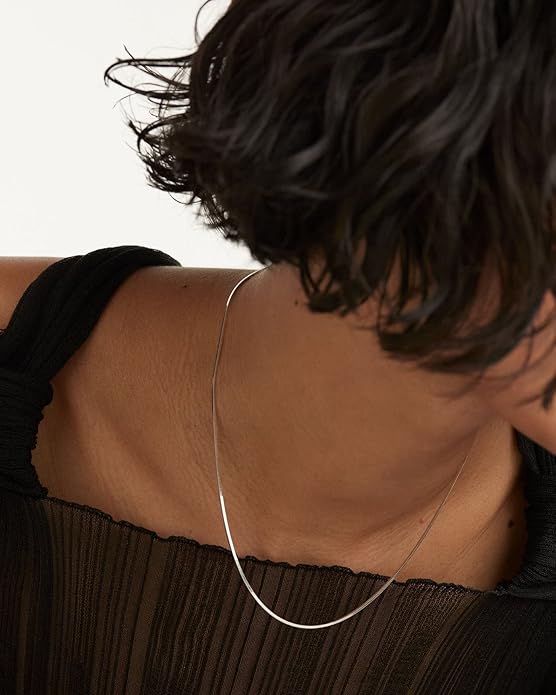 DEARMAY 14K Gold Plated Necklaces for Women, Dainty Gold Herringbone Choker Necklace Thin Layered Snake Chain Jewelry for Gifts