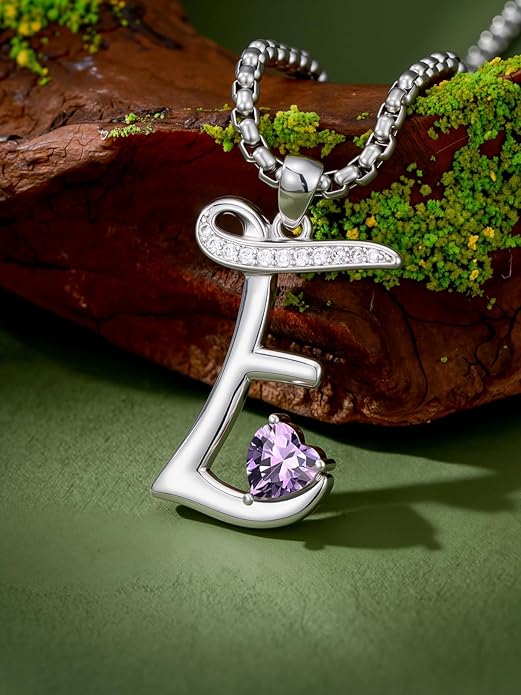 Christmas Gifts for Women Alphabet A to Z Initial Birthstone Pendant Necklaces for Women - 18k White Gold Plated Personalized Name Jewelry Valentine Mothers Day Birthday Gifts for Women Her Girlfriend