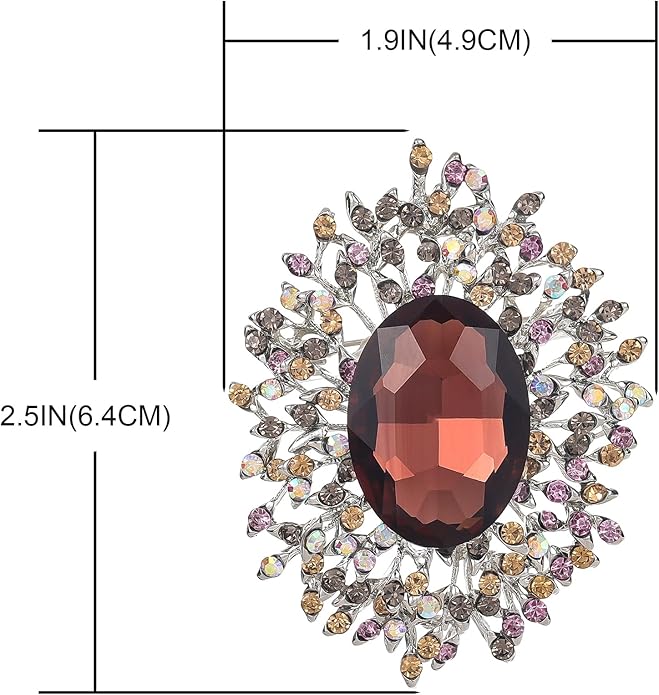 YOQUCOL Elegant Colorful Cubic Zirconia Crystal Bright Rhinestone Brooch Pins for Women Grils
