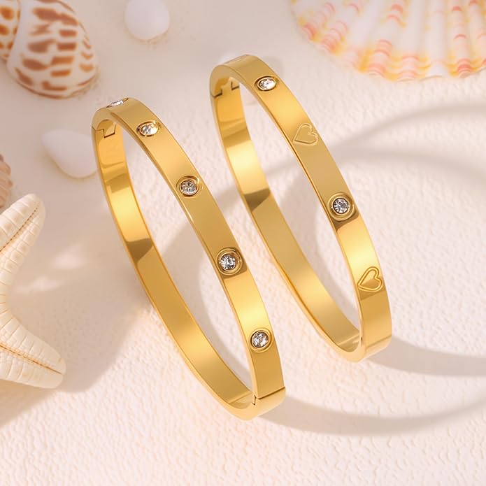 Silver Bangles for Women - Stainless Steel Love & Friendship Bracelet Set with Gift Box | Daily Wear & Party Jewelry