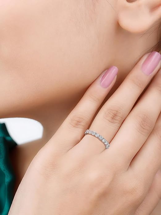 D Color VVS1 Clarity Moissanite and Sapphire/Ruby/Emerald Rings for Women, Solid 925 Sterling Silver, Anniversary Birthday Mothers Day Jewelry Gift, Stackable Wedding Ring, Size 4-11