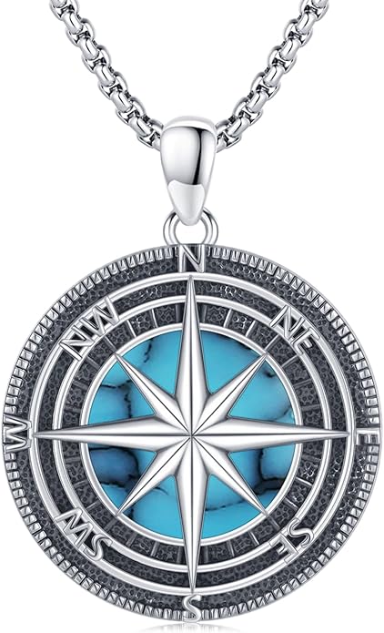 StoryEtain Compass Necklace for Women Men 925 Sterling Silver Travel Pendant Inspirational Graduation Jewelry Gift