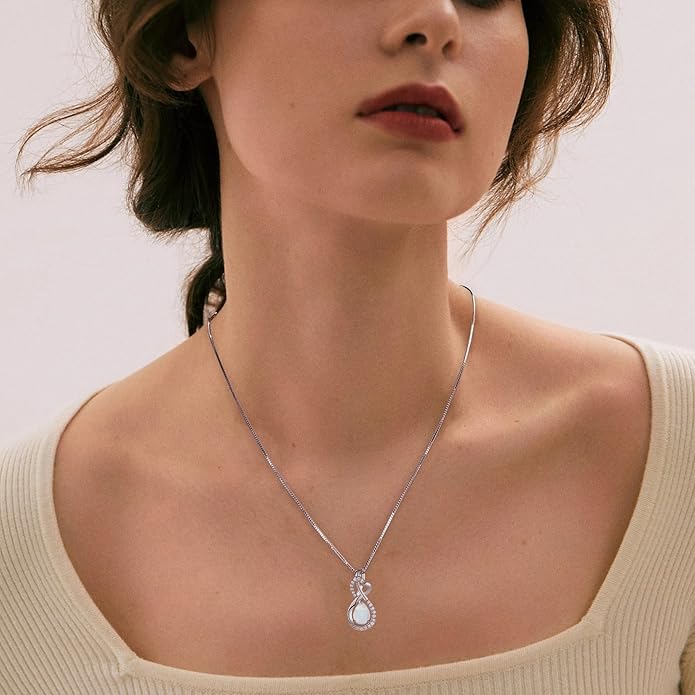 Infinity Necklace Birthstone Pendant 925 Sterling Silver Jewelry for Women