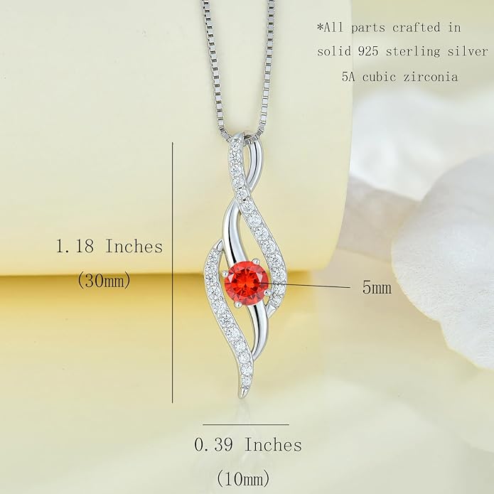 Women Infinity Necklace 925 Sterling Silver Twist Birthstone Pendant with Chain 5A Cubic Zirconia Jewelry