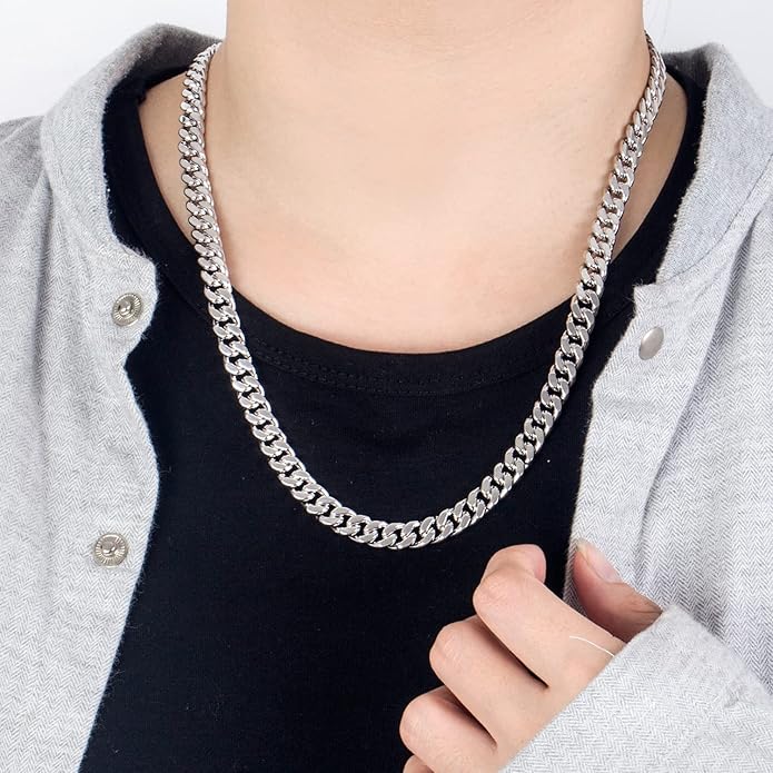 Dankadi Fashion 925 Sterling Silver Solid Miami Cuban Link Chain Necklace 8MM & 12MM- Curb Cuban Thick Big Link Choker For Men 20 "22" 24 "26" 28" Fine Jewelry