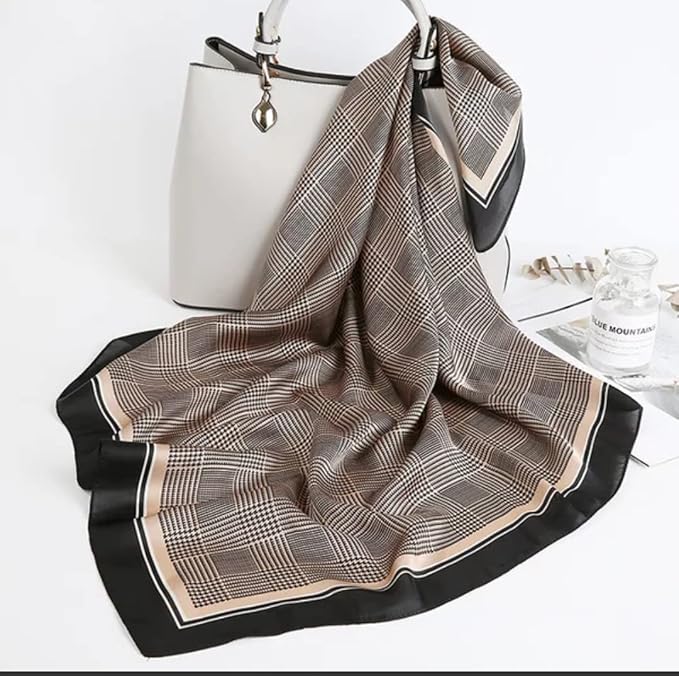 ANDANTINO 100% Mulberry Silk Square Scarf for Hair-25.6" X25.6'' Women Men Natural Silk Neckerchief Digital Printed Headscarf