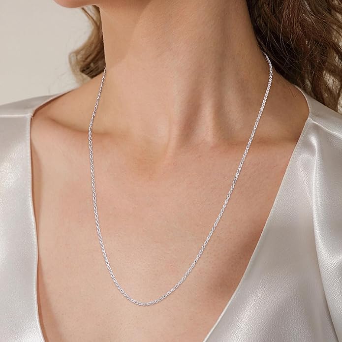 Gacimy 925 Sterling Silver Rope Chain for Women Men, 1.2mm 1.5mm 1.8mm Width 16 18 20 22 24 Inches Length