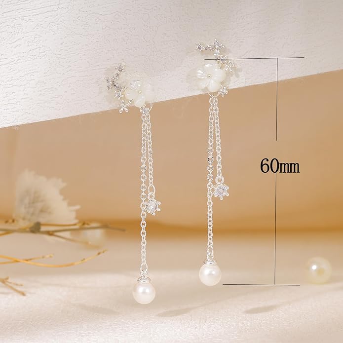 14K Gold Plated Butterfly Dangle Earrings for Women - Dainty, Trendy, Hypoallergenic CZ Drop Earrings - Simple Long Dangling Jewelry