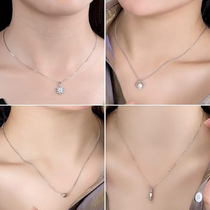 Dankadi Italian 925 Sterling Silver Necklace For Women 0.9mm Box Chain 1.3mm Rolo Chain O-Chain Lobster Claw Clasp - Pendant Chain - 16 "18" 20 "22" 24 "26" Jewelry Gift