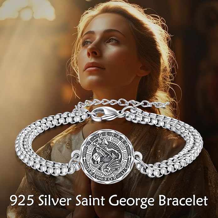 YFN Patron Saint Bracelet Sterling Silver Religious Protector Bracelet Jewelry Gift for Women Men