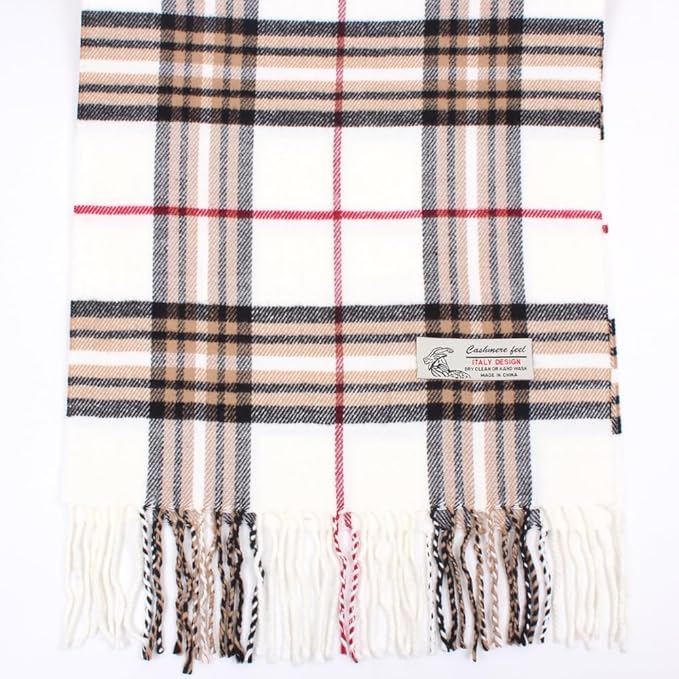 TZ Promise Tartan Plaid Cashmere Feel Classic Soft Luxurious Winter Scarf For Men Women
