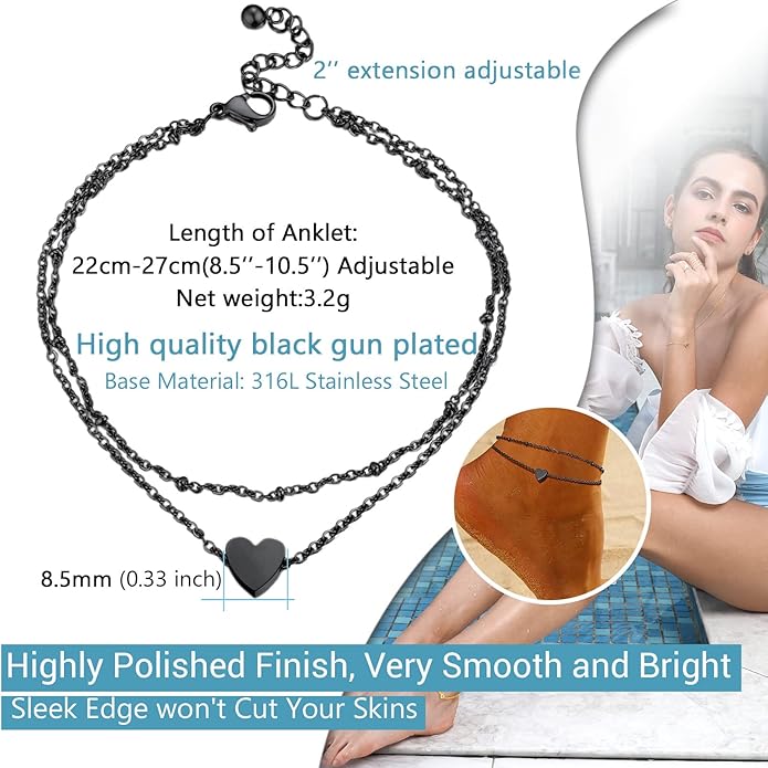 PROSTEEL Stainless Steel Chain Anklets for Women, Silver/Gold Tone, Ankle Bracelets Hypoallergenic, 8-10.5 Inch Adjustable, Come with Box
