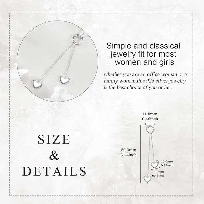 925 Sterling Silver Y Necklaces for Women Lariat Tassel Pendant Minimalist Jewelry Gift for Girls Mom Daughter