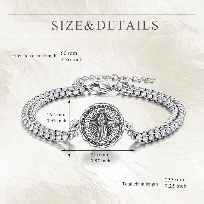 YFN Patron Saint Bracelet Sterling Silver Religious Protector Bracelet Jewelry Gift for Women Men