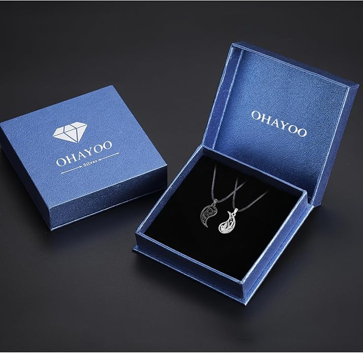 OHAYOO Dragon Phoenix Matching Necklace for Couples 925 Sterling Silver Yin Yang Pendant Necklaces for Couples Jewelry for Him and Her