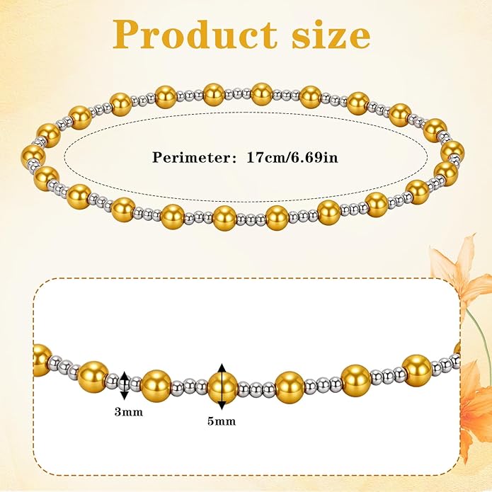 Dplolng Mixed Metal Bracelet,6.7in Gold and Silver Bracelets Elastic Stretchy Two Tone Bracelets for Women