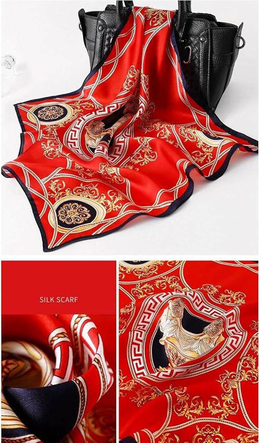 ANDANTINO 100% Mulberry Silk Scarf -21” Lightweight Square Neckerchief – Breathable Digital Printed Scarves with Gift Packed