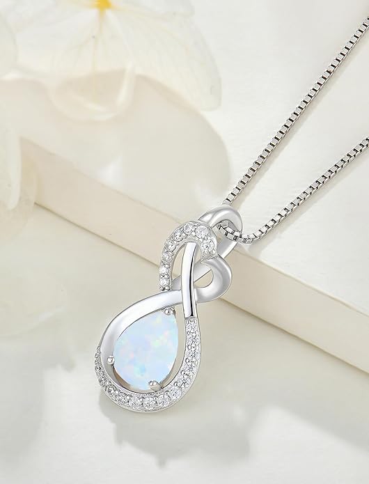 Infinity Necklace Birthstone Pendant 925 Sterling Silver Jewelry for Women