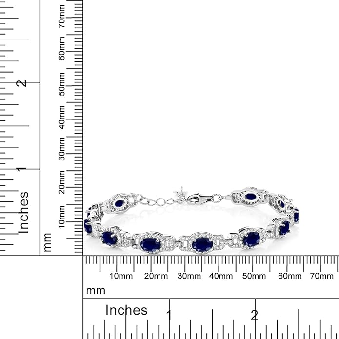 Gem Stone King 7-14 Cttw Oval Gemstone Birthstone Tennis Bracelet For Women | 925 Sterling Silver | Oval 6X4MM | 7 Inch With 1 Inch Extender | Fine Jewelry Gifts for Her Mom Women Wife