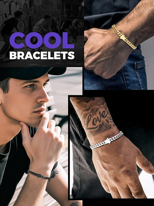 Richsteel 5/7/9/12mm Wide Miami Cuban Link Chain Bracelet for Men Women,Stainless Steel/Gold/Black Plated,7.4/8.2/9 Inch Length,Hip Hop Urban Street-wear Jewelry(Gift Wrapped)