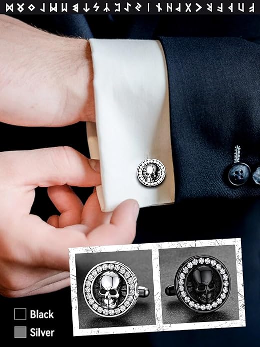 FaithHeart Mens Cufflinks, Norse Viking Tuxedo Shirt Cuff Links, Stainless Steel Cuff Links and Shirt Studs, Gift Box