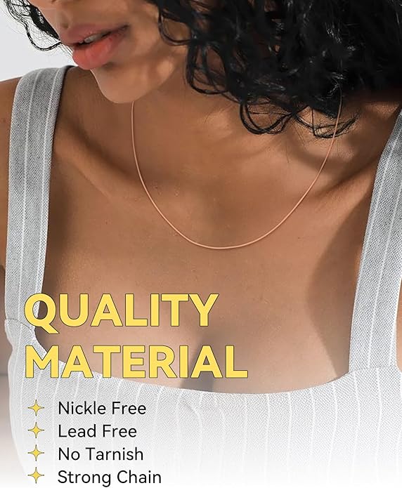 ChainsHouse Snake Chain Necklace for Women 1.2mm, 18-30" Adjustable with 5cm Extender for Pendants Lockets, Rose Gold/Stainless Steel/Black/14K Gold Hypoallergenic Dainty Jewelry Gift