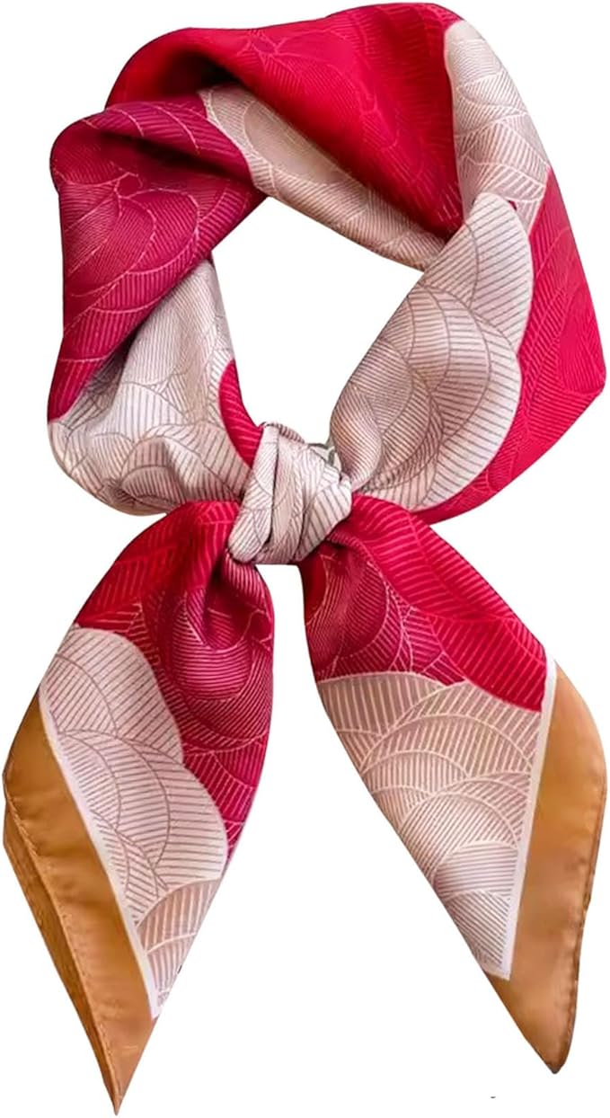 kcctoo 27.5" Mulberry Silk Feeling Head Scarf Women's Fashion Square Neck Satin Scarfs for Bag Hair Scarves Gift