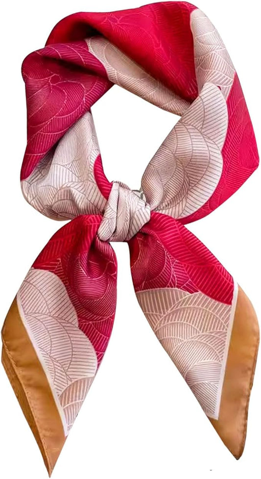 kcctoo 27.5" Mulberry Silk Feeling Head Scarf Women's Fashion Square Neck Satin Scarfs for Bag Hair Scarves Gift