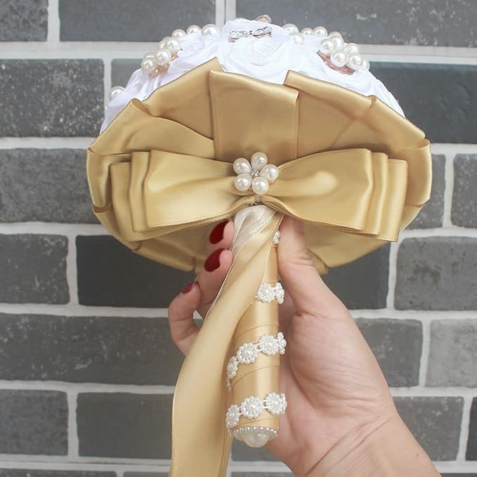 LEEQE Double Face Champagne Gold Satin Ribbon 1-1/2 inch X 50 Yards Polyester Champagne Gold Ribbon for Gift Wrapping Very Suitable for Weddings Party Hair Bow Invitation Decorations and More