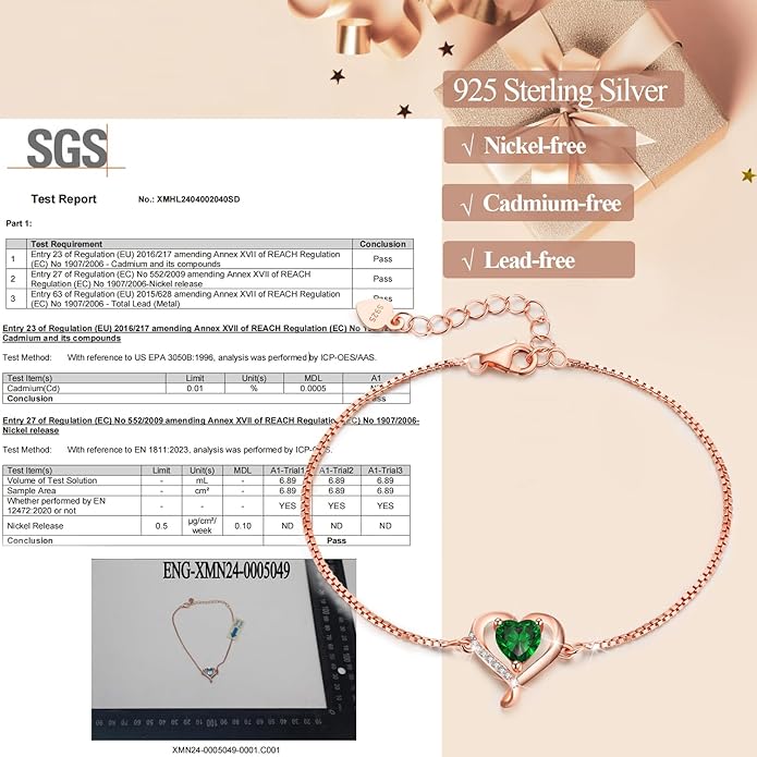 LAVUMO Love Heart Bracelets for Women 925 Silver Charm Birthstone Bracelet Adjustable Anniversary Birthday Jewelry Gifts for Women Girlfriend Wife Daughter Mom Her